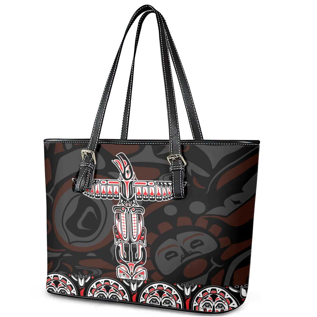 Canada Haida Totem Leather Tote Bag Haida Spirit