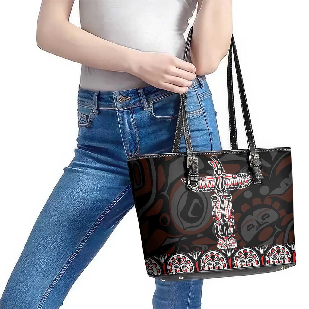 Canada Haida Totem Leather Tote Bag Haida Spirit