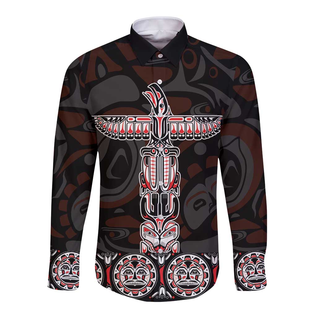 Canada Haida Totem Long Sleeve Button Shirt Haida Spirit