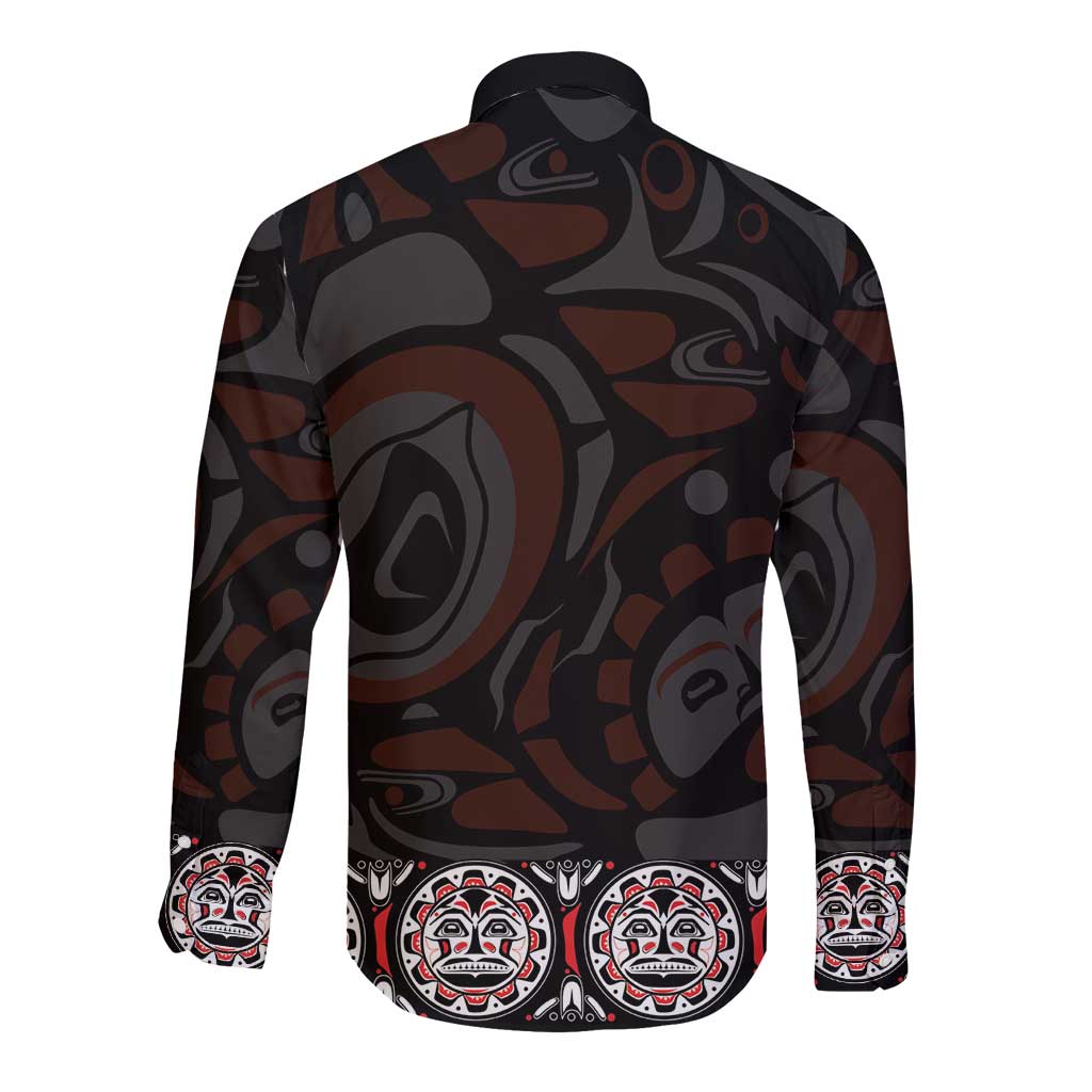 Canada Haida Totem Long Sleeve Button Shirt Haida Spirit