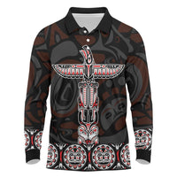 Canada Haida Totem Long Sleeve Polo Shirt Haida Spirit