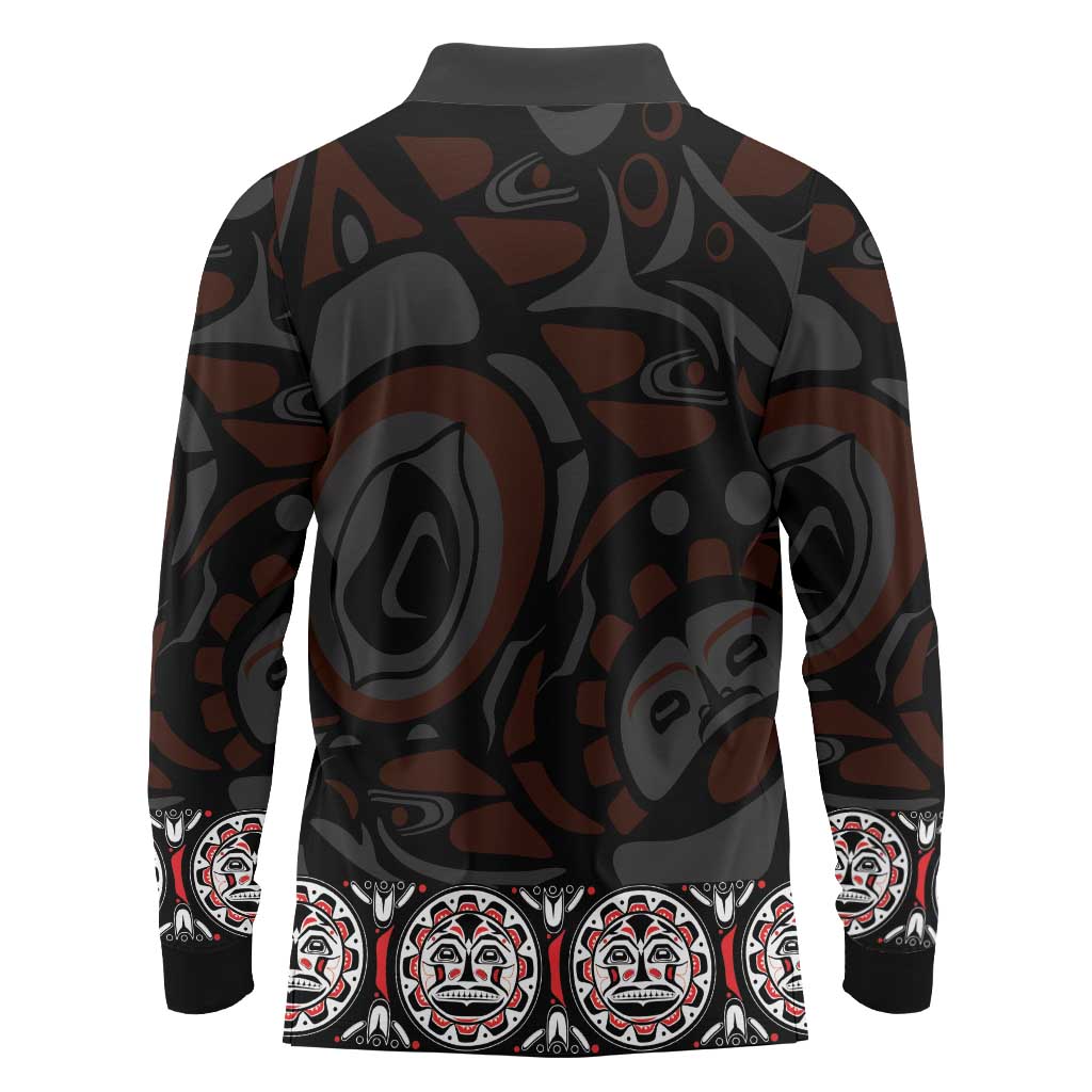 Canada Haida Totem Long Sleeve Polo Shirt Haida Spirit