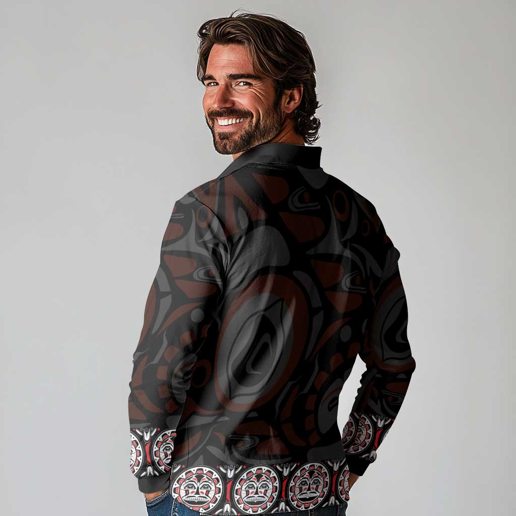 Canada Haida Totem Long Sleeve Polo Shirt Haida Spirit
