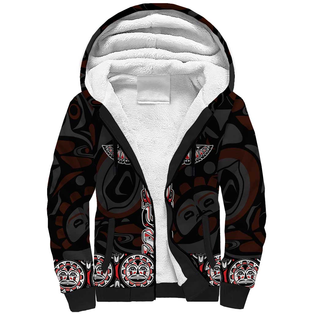 Canada Haida Totem Sherpa Hoodie Haida Spirit