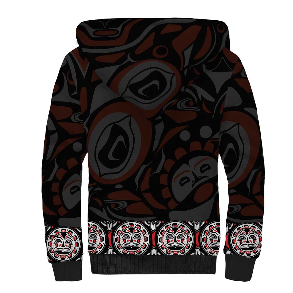 Canada Haida Totem Sherpa Hoodie Haida Spirit
