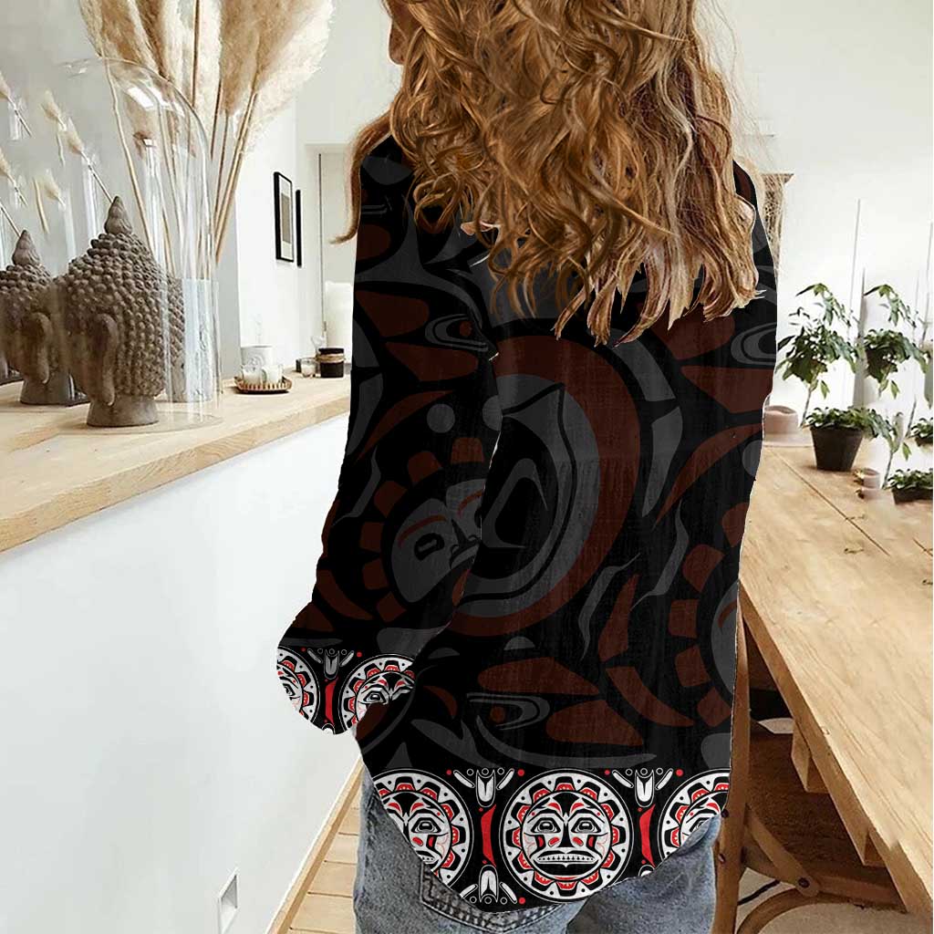 Canada Haida Totem Women Casual Shirt Haida Spirit