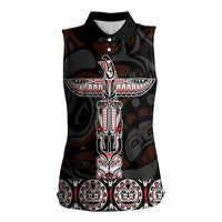 Canada Haida Totem Women Sleeveless Polo Shirt Haida Spirit