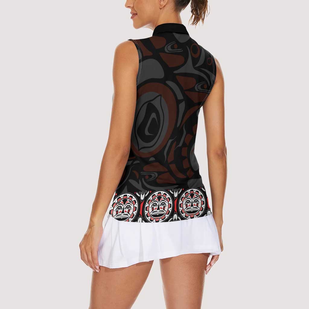 Canada Haida Totem Women Sleeveless Polo Shirt Haida Spirit