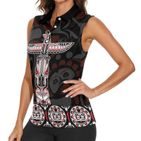 Canada Haida Totem Women Sleeveless Polo Shirt Haida Spirit