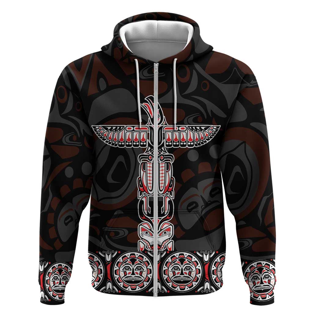 Canada Haida Totem Zip Hoodie Haida Spirit
