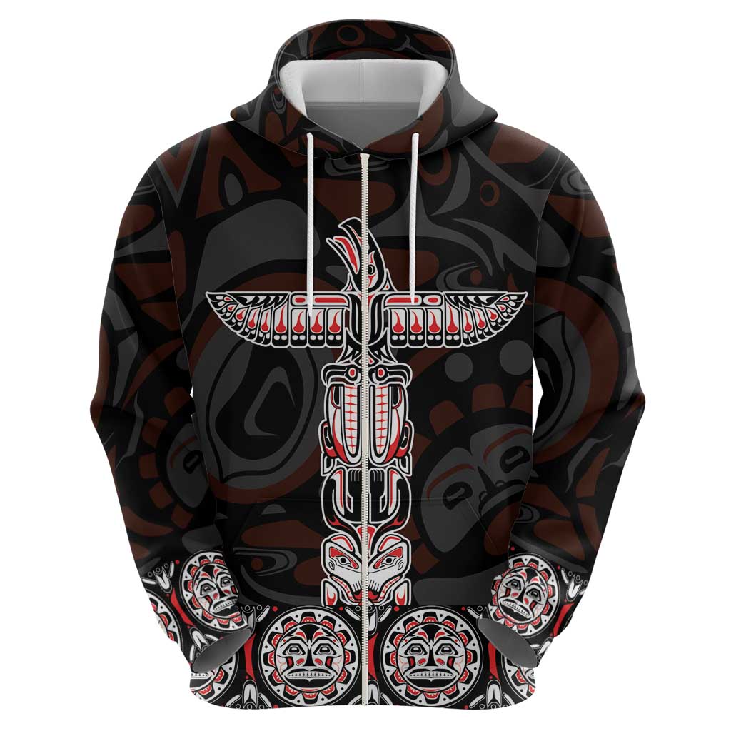 Canada Haida Totem Zip Hoodie Haida Spirit