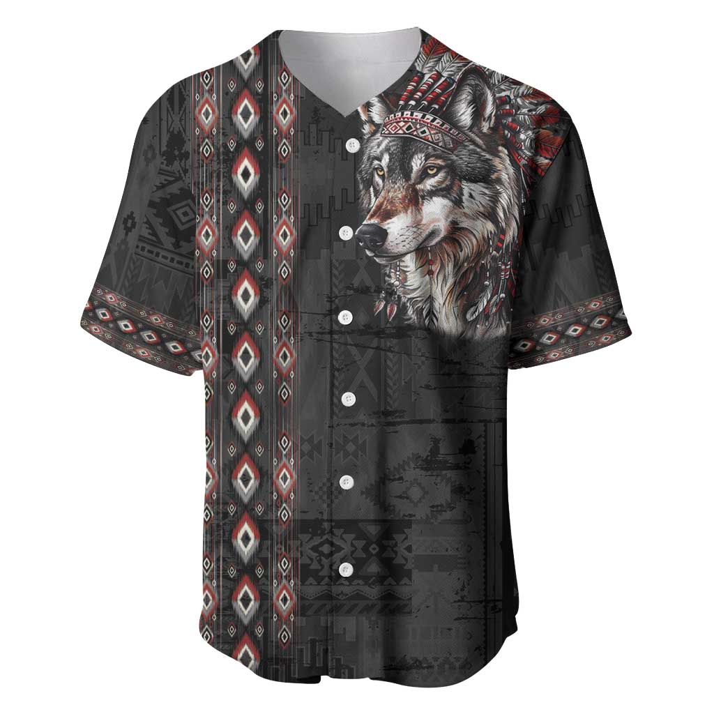 Native American Wolf Baseball Jersey Tribal Pattern