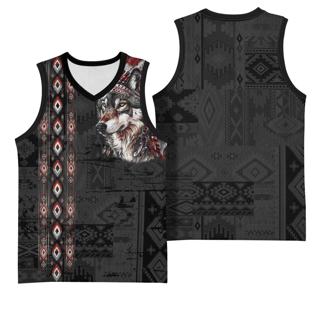 Native American Wolf Basketball Jersey Tribal Pattern