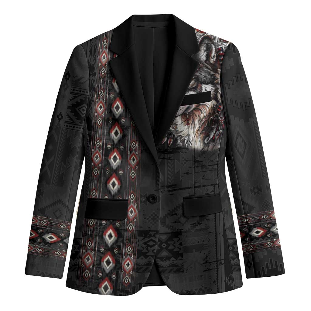 Native American Wolf Blazer Tribal Pattern