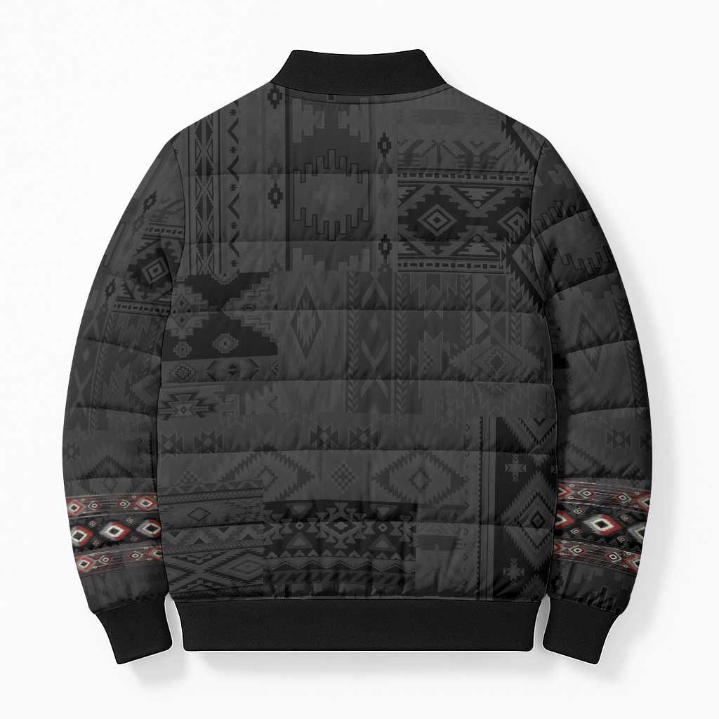 Native American Wolf Bomber Puffer Jacket Tribal Pattern