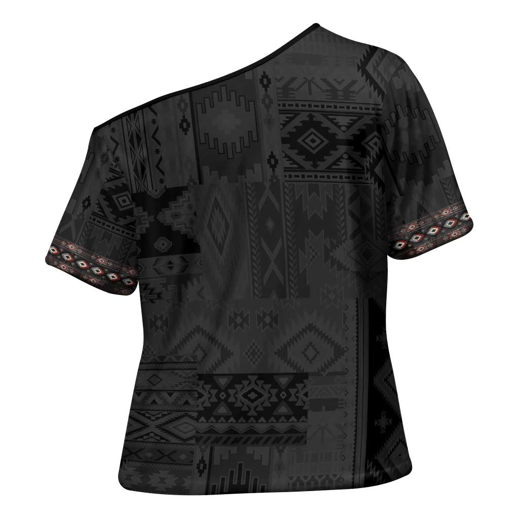 Native American Wolf Cross Shoulder Shirt Tribal Pattern
