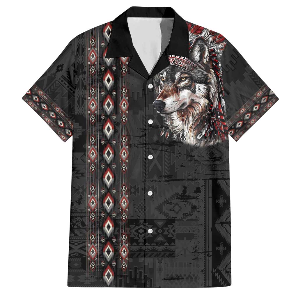 Native American Wolf Hawaiian Shirt Tribal Pattern