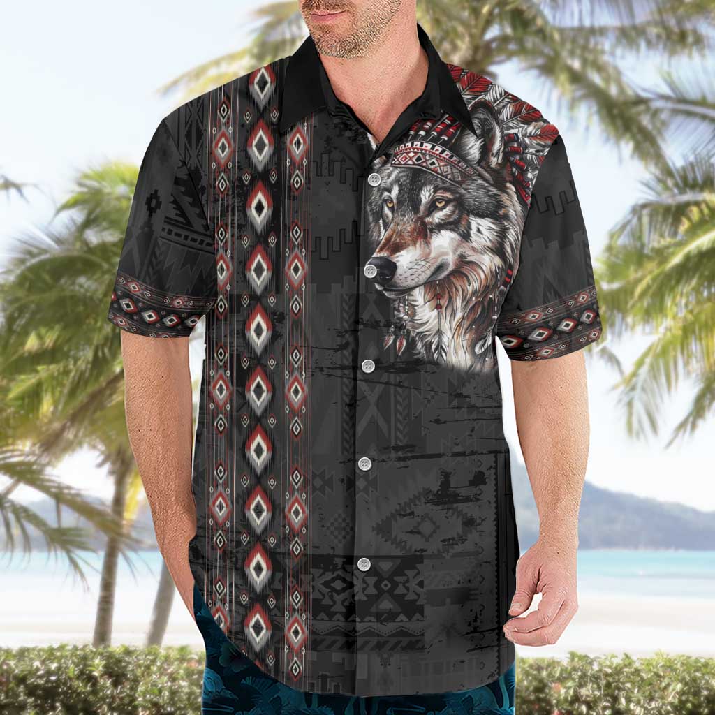 Native American Wolf Hawaiian Shirt Tribal Pattern