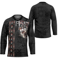 Native American Wolf Hockey Jersey Tribal Pattern