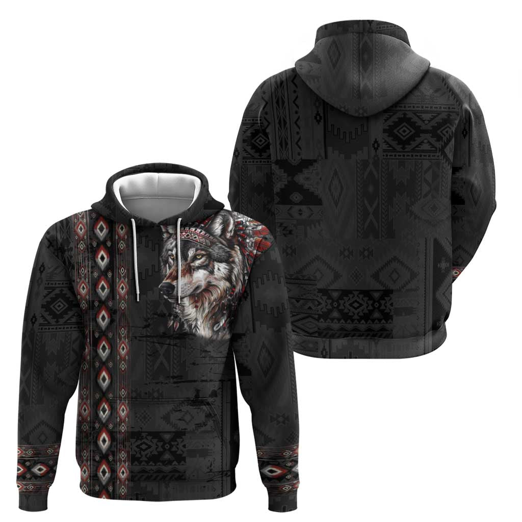 Native American Wolf Hoodie Tribal Pattern