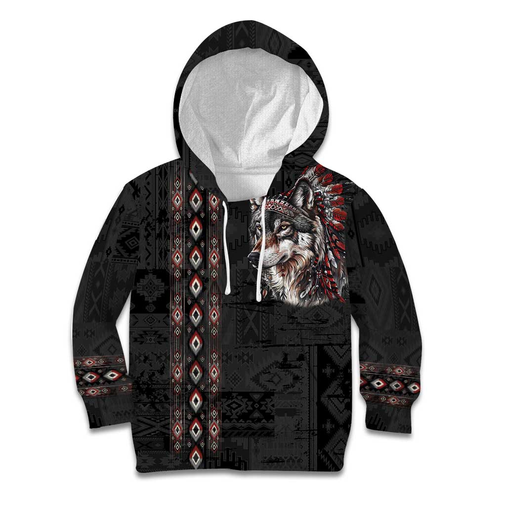 Native American Wolf Kid Hoodie Tribal Pattern