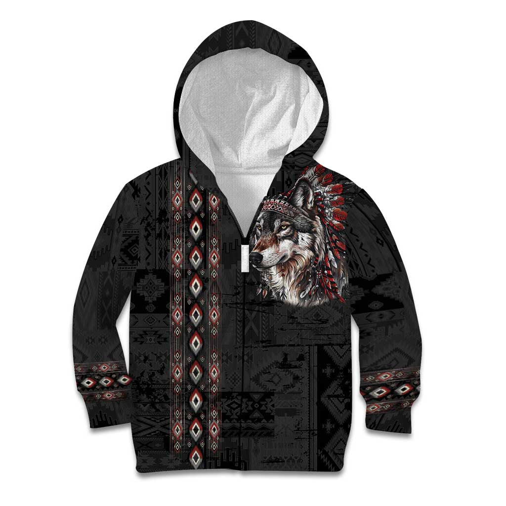 Native American Wolf Kid Hoodie Tribal Pattern
