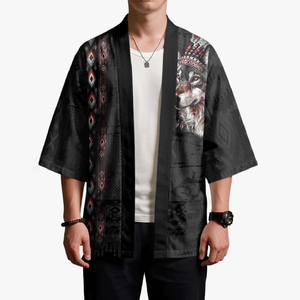 Native American Wolf Kimono Tribal Pattern