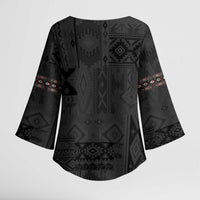 Native American Wolf Kimono Sleeve Blouse Tribal Pattern