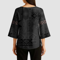 Native American Wolf Kimono Sleeve Blouse Tribal Pattern