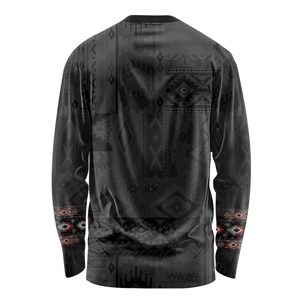 Native American Wolf Long Sleeve Shirt Tribal Pattern