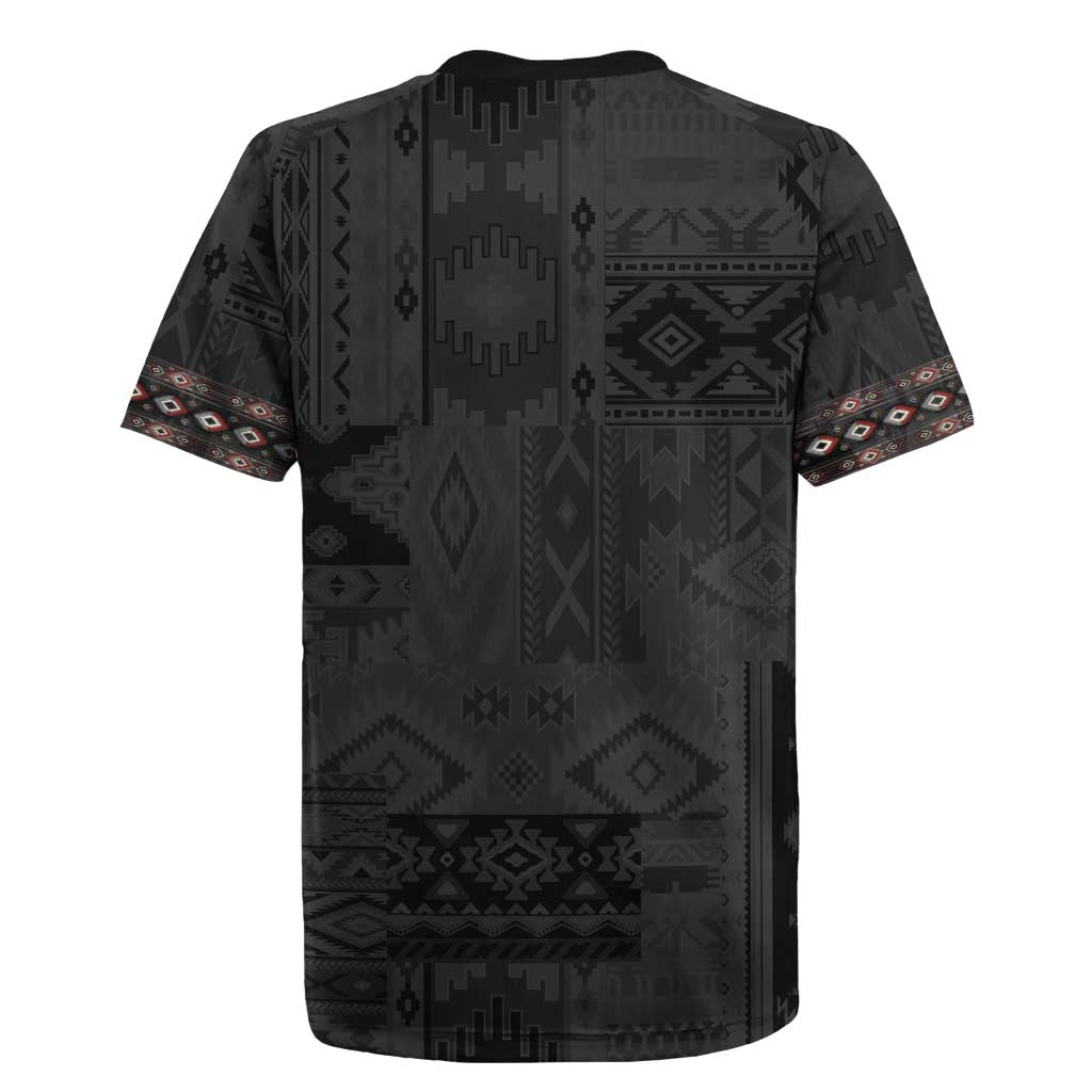 Native American Wolf Rugby Jersey Tribal Pattern