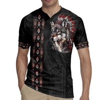 Native American Wolf Rugby Jersey Tribal Pattern