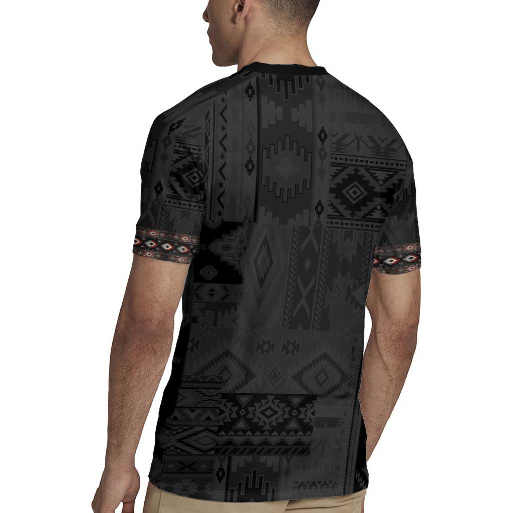Native American Wolf Rugby Jersey Tribal Pattern