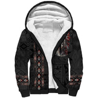 Native American Wolf Sherpa Hoodie Tribal Pattern