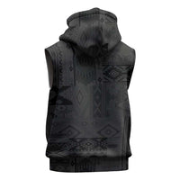 Native American Wolf Sleeveless Zip Hoodie Tribal Pattern