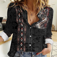 Native American Wolf Women Casual Shirt Tribal Pattern