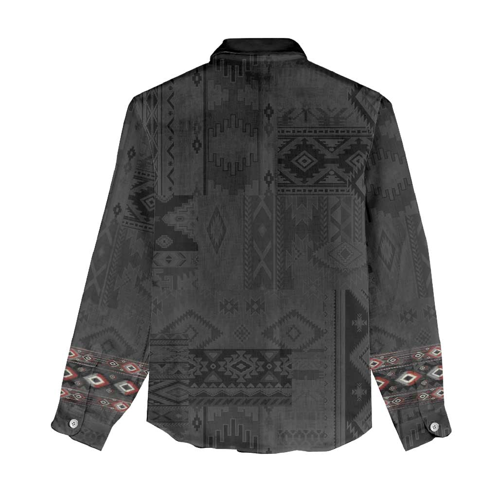Native American Wolf Women Casual Shirt Tribal Pattern