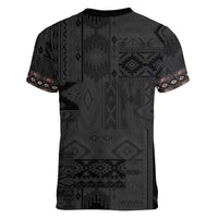 Native American Wolf Women V-Neck T-Shirt Tribal Pattern