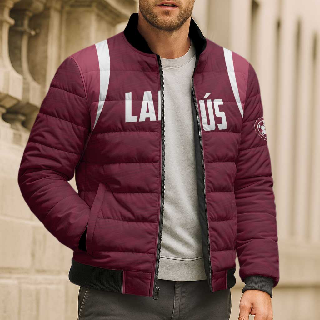 Custom Argentine Football Lanus Bomber Puffer Jacket Granate Go Champions