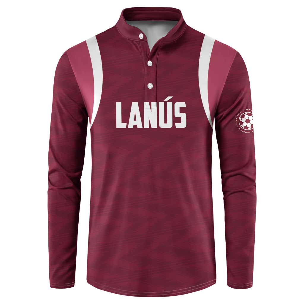 Custom Argentine Football Lanus Button Sweatshirt Granate Go Champions