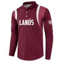 Custom Argentine Football Lanus Button Sweatshirt Granate Go Champions