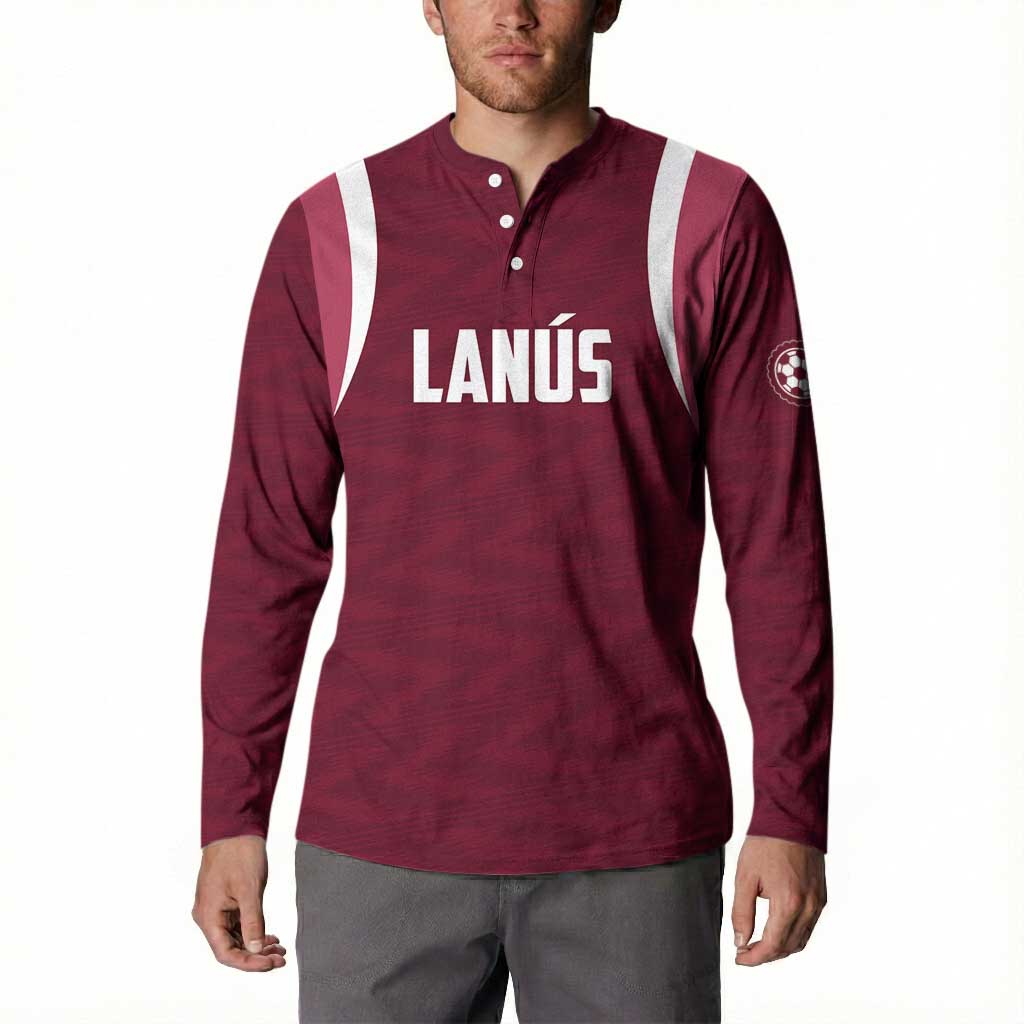 Custom Argentine Football Lanus Button Sweatshirt Granate Go Champions