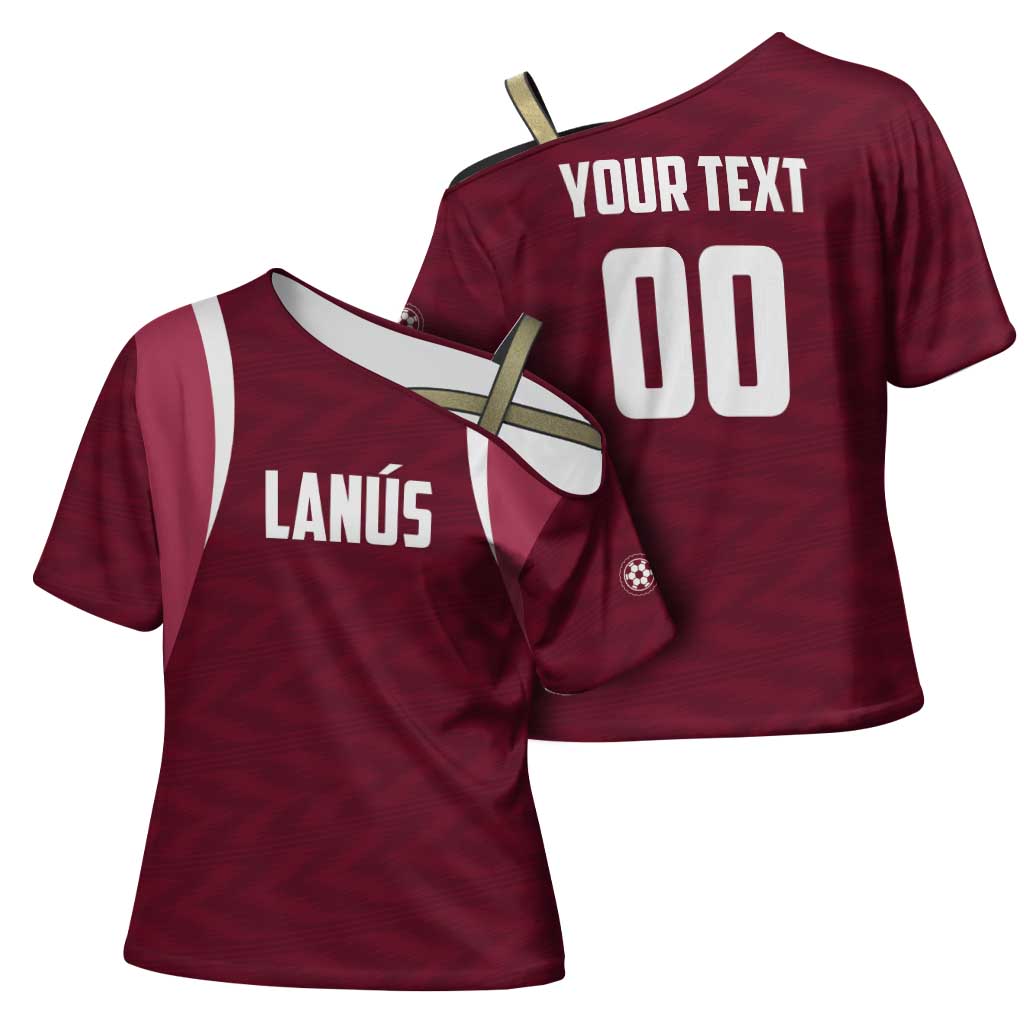Custom Argentine Football Lanus Cross Shoulder Shirt Granate Go Champions