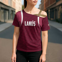 Custom Argentine Football Lanus Cross Shoulder Shirt Granate Go Champions