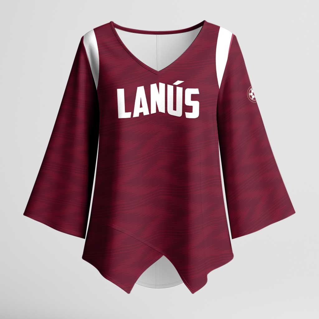 Custom Argentine Football Lanus Kimono Sleeve Blouse Granate Go Champions