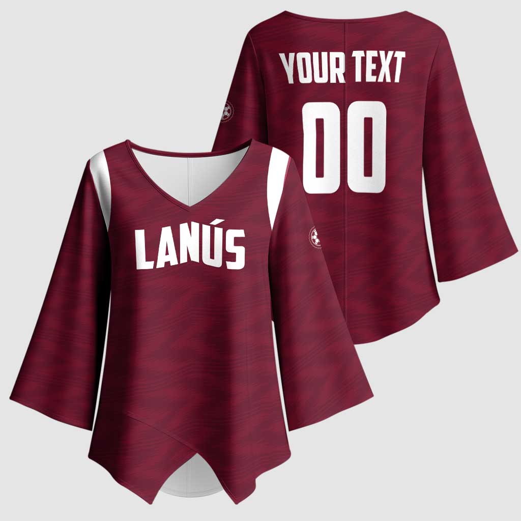 Custom Argentine Football Lanus Kimono Sleeve Blouse Granate Go Champions