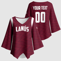 Custom Argentine Football Lanus Kimono Sleeve Blouse Granate Go Champions