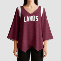 Custom Argentine Football Lanus Kimono Sleeve Blouse Granate Go Champions