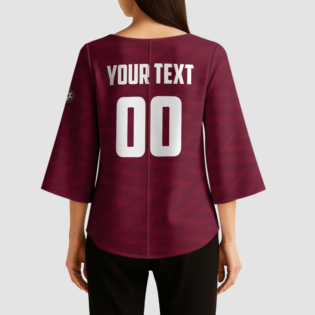 Custom Argentine Football Lanus Kimono Sleeve Blouse Granate Go Champions
