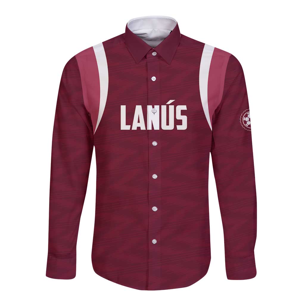 Custom Argentine Football Lanus Long Sleeve Button Shirt Granate Go Champions